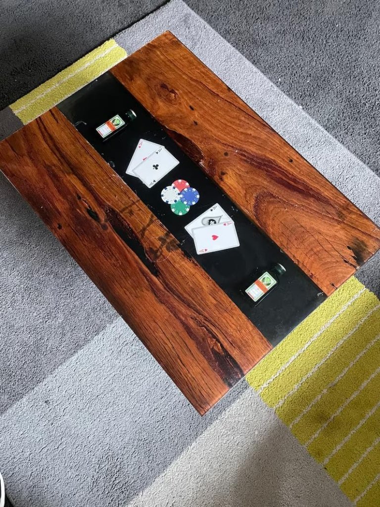 Premium Unique Custom Made Elegant Poker Card Resin Table Gamer Table Kitchen Table Living Room Table Console Table Office Table Home Décor (With Stand) - resinhomefurniture