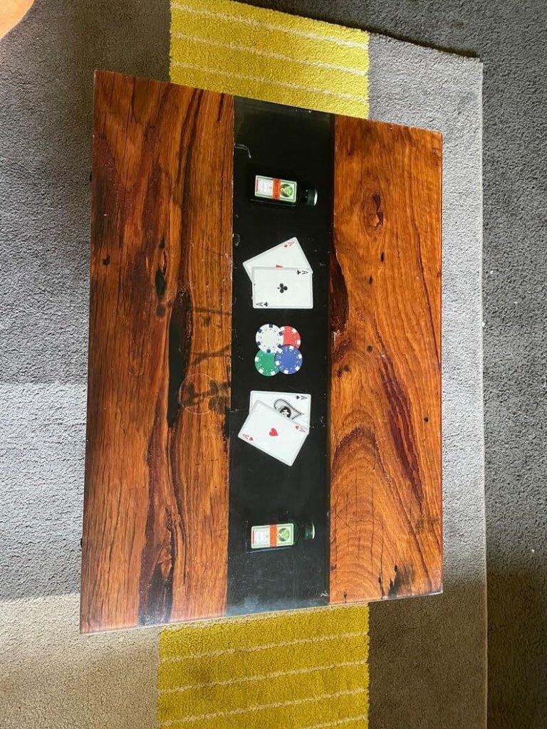 Premium Unique Custom Made Elegant Poker Card Resin Table Gamer Table Kitchen Table Living Room Table Console Table Office Table Home Décor (With Stand) - resinhomefurniture