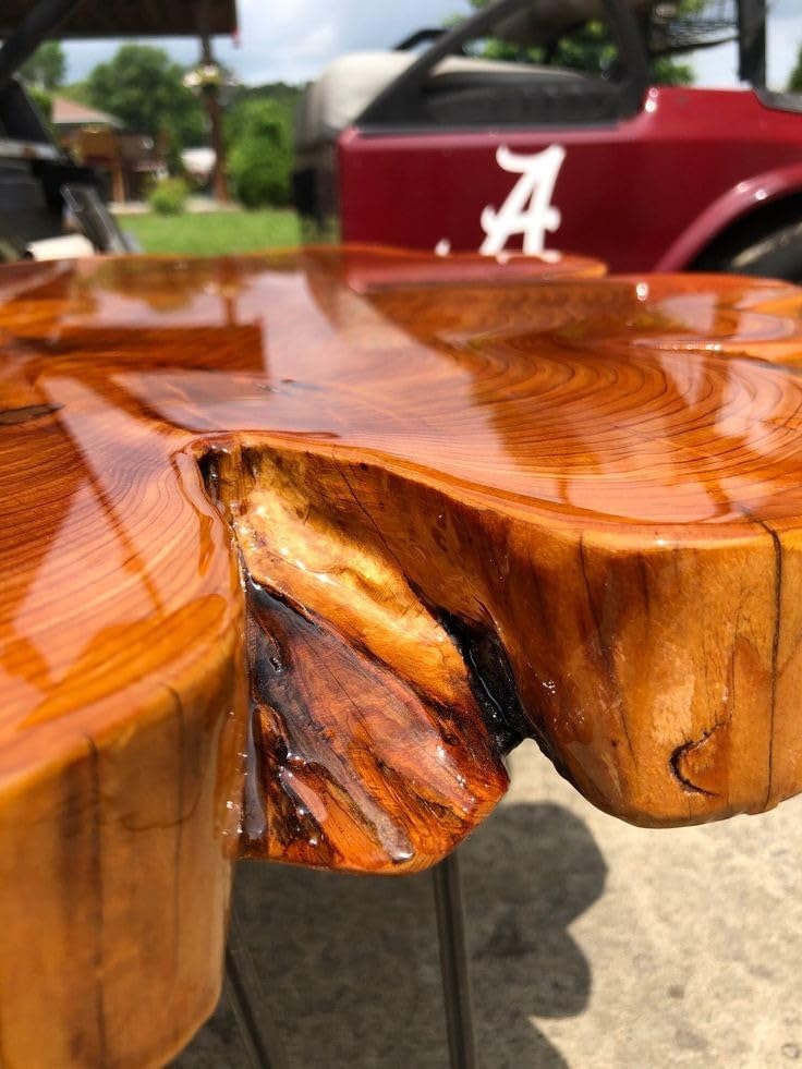 rustic - round - wooden - live - edge - table - with - blue - resin - coffee - table - end - side - table - centre - table - patio - table - console - table - home - office - table - living - room - table - resinhomefurniture