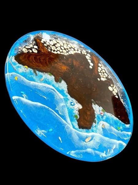 Shoreline Bliss Coastal Resin Look Epoxy Round Coffee Table Center Table Dining Room Table Living Room Table Patio Table Office Table Bar Table Conference Room Table - resinhomefurniture