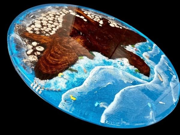 Shoreline Bliss Coastal Resin Look Epoxy Round Coffee Table Center Table Dining Room Table Living Room Table Patio Table Office Table Bar Table Conference Room Table - resinhomefurniture