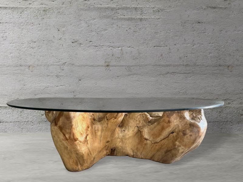 Special Pattern Wooden Live Edge Log Made of Acacia Wood Soild Wood Rustic Round Wooden Live Edge Table Resin Table Living Room Table Side/End Table Patio Table (Without Glass) - resinhomefurniture