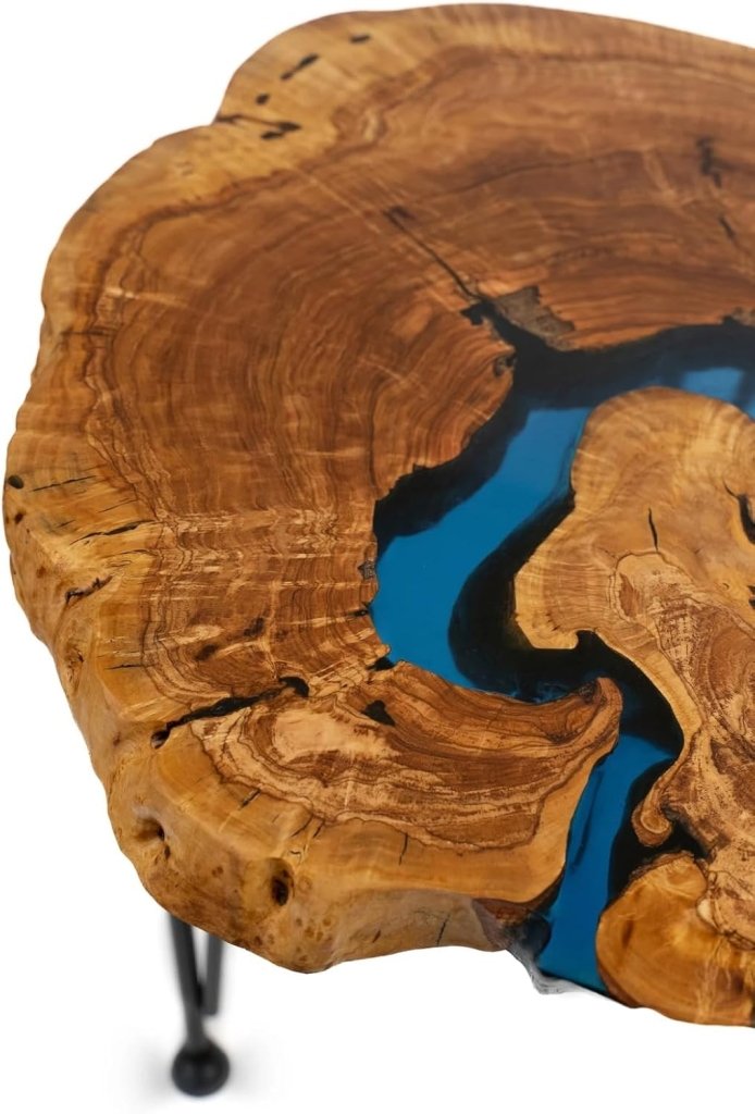 Stunning Sparky Transparent Blue Epoxy Resin Round Table Coffee Table Side/End Table Epoxy Dining Table Living Room Table for 2, 4, 6, 8 Home Decor Patio Table - resinhomefurniture