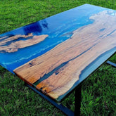 TUZECH Coastline River Blue Epoxy Resin Dining Table Kitchen Table Coffee Table Living Room Table Patio Table Console Table Conference Table End/Side Table Home Décor - resinhomefurniture