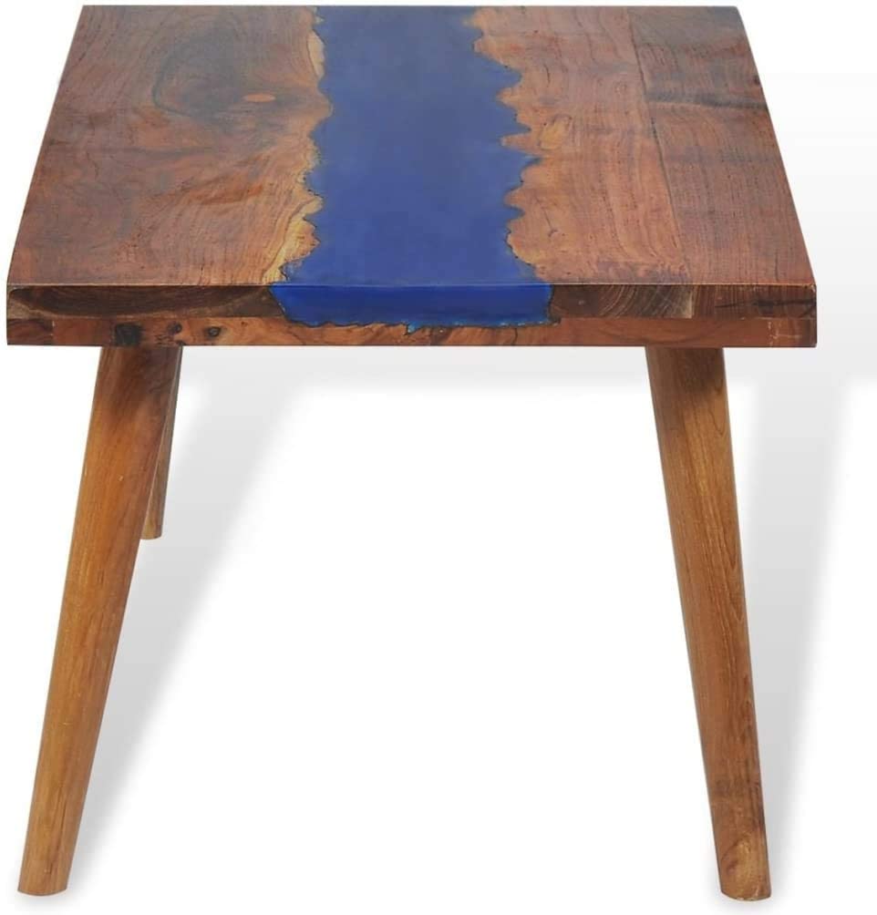 TUZECH Coffee Table Teak Wood Resin End Side Table for Home Office Living Room Home Furniture Decor (39.4x19.7x15.7) - resinhomefurniture