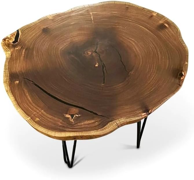 TUZECH Elegant and Durable Live Edge Round Coffee Table Dining Table Center Table Living Room Table Office Table End/Side Table Home Décor - resinhomefurniture