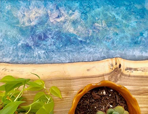 TUZECH Epoxy Resin Coffee Table River Live Edge Resin Art Coffee and Side Table Set (48x24x22 Inches) - resinhomefurniture