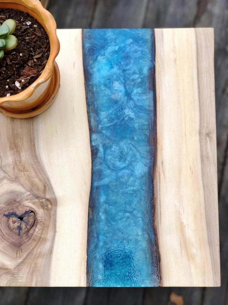 TUZECH Epoxy Resin Coffee Table River Live Edge Resin Art Coffee and Side Table Set (48x24x22 Inches) - resinhomefurniture