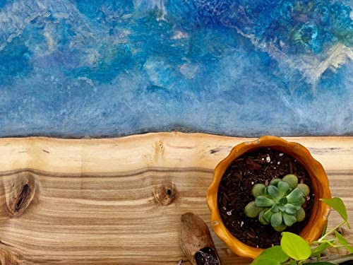 TUZECH Epoxy Resin Coffee Table River Live Edge Resin Art Coffee and Side Table Set (48x24x22 Inches) - resinhomefurniture