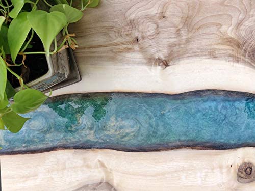 TUZECH Epoxy Resin Coffee Table River Live Edge Resin Art Coffee and Side Table Set (48x24x22 Inches) - resinhomefurniture