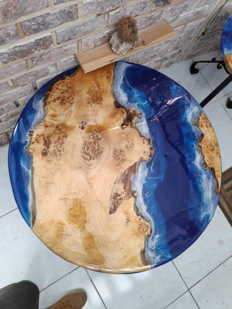 Tuzech Epoxy Table Top Fully Customised Thick Resin River Table Indoor Outdoor Coffee Table Top (36 Inches) - resinhomefurniture