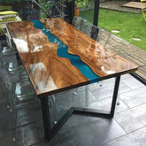 Tuzech Epoxy Table Top Fully Customised Thick Resin River Table Indoor Outdoor Coffee Table Top Wooden Dining Table Top - resinhomefurniture