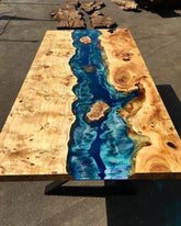 Tuzech Epoxy Table Top Fully Customised Thick Resin River Table Indoor Outdoor Coffee Table Top Wooden Table Top - resinhomefurniture