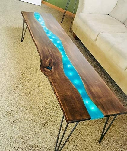 Tuzech Epoxy Table Top Fully Customised Thick Resin River Table Indoor Outdoor Wooden Table Top (64 X 16 Inches) - resinhomefurniture