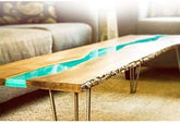 TUZECH Epoxy Table Top Fully Customised Thick Resin River Table Indoor Outdoor Wooden Table Top (64 X 16 Inches) - resinhomefurniture