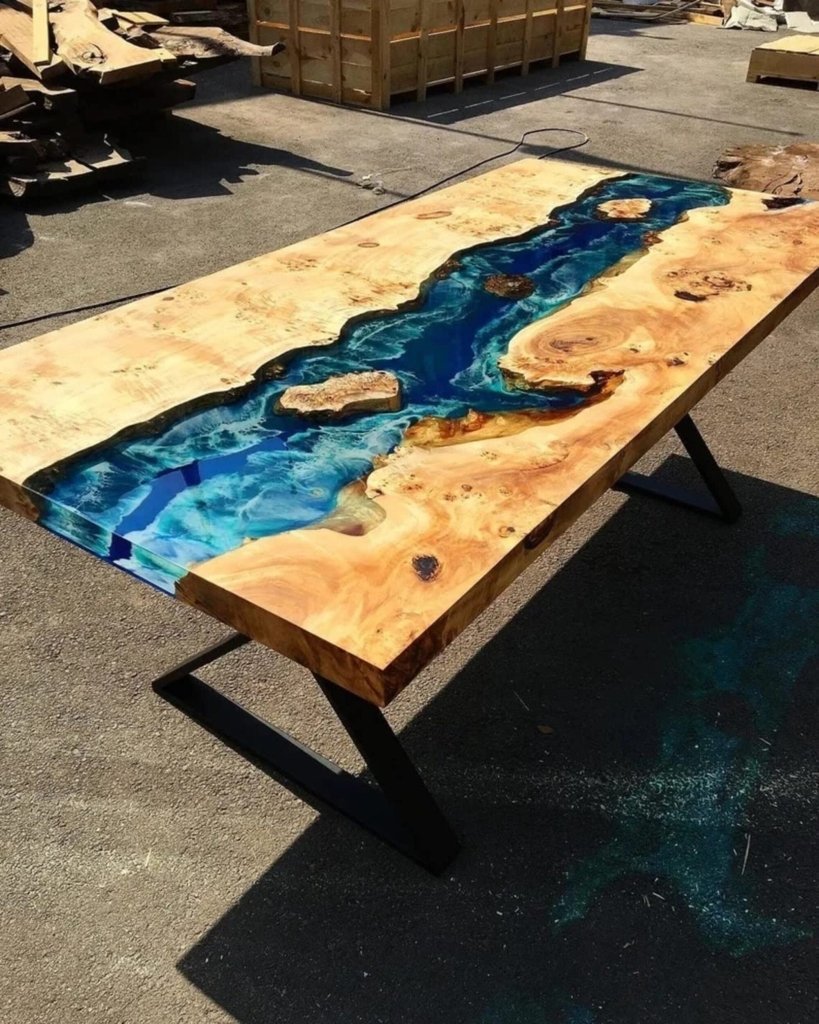 TUZECH Epoxy Table Top Fully Customized Thick Resin River Table Indoor Outdoor Coffee Table Top Wooden Table Top - resinhomefurniture