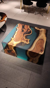 Tuzech Epoxy Table Top Fully Customized Thick Resin River Table Indoor Outdoor Wooden Coffee Table Top - resinhomefurniture