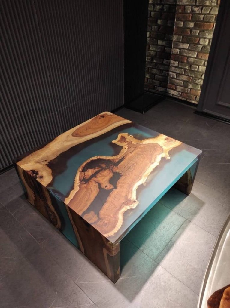 Tuzech Epoxy Table Top Fully Customized Thick Resin River Table Indoor Outdoor Wooden Coffee Table Top - resinhomefurniture