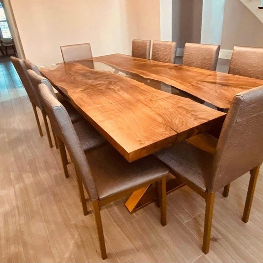 TUZECH Epoxy Table Top Fully Customized Thick Resin River Table Indoor Outdoor Wooden Dining Table Living Room - resinhomefurniture