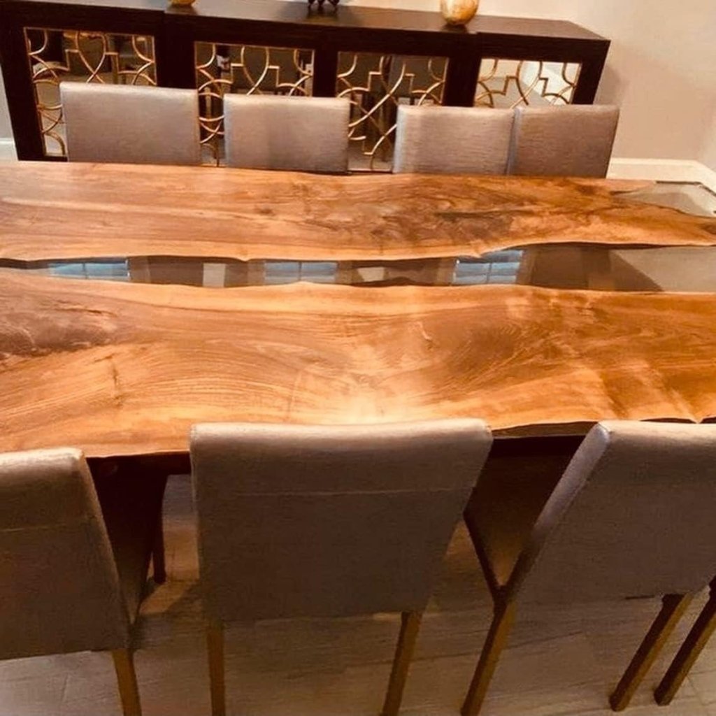 TUZECH Epoxy Table Top Fully Customized Thick Resin River Table Indoor Outdoor Wooden Dining Table Living Room - resinhomefurniture