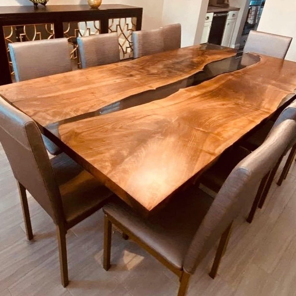 TUZECH Epoxy Table Top Fully Customized Thick Resin River Table Indoor Outdoor Wooden Dining Table Living Room - resinhomefurniture