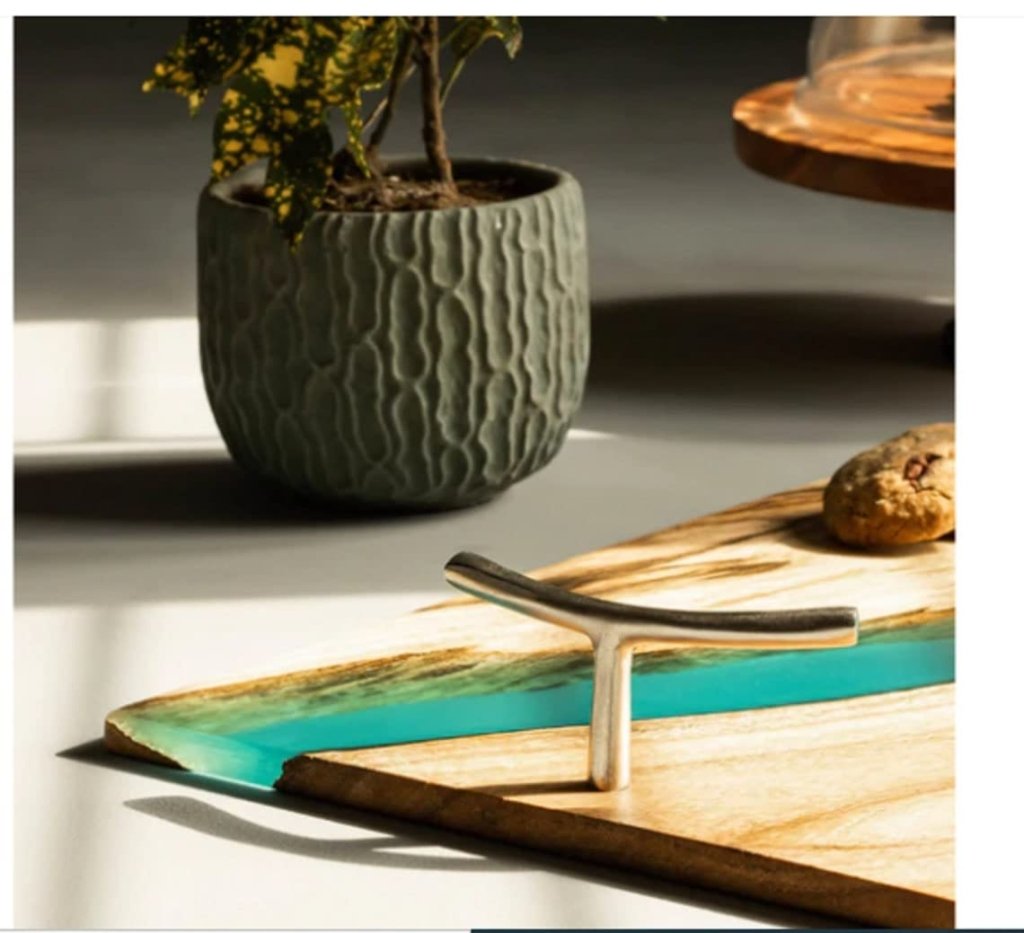 TUZECH Large EPOXY Tray , Resin River Live Edge Wood Tray, Resin Serving Tray, Epoxy Serving Tray,, Center Dining Table 18 x 12 inches - resinhomefurniture