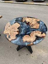 TUZECH Large Indoor Grey Deep Ocean River Round Table Coffee Table Side/End Table Epoxy Dining Table Living Room Table for 2, 4, 6, 8 Bar Counter Resin Table Home Décor - resinhomefurniture