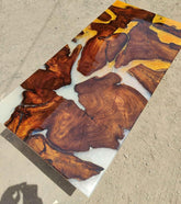 TUZECH Marvelous Metallic Gold and Pearl White Epoxy Resin Dining Table Living Room Table Center Table Patio Table Coffee Table Bar Counter Table Kitchen Table Home Décor - resinhomefurniture