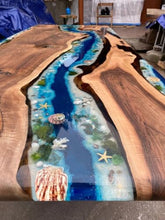TUZECH Mesmerizing Blue Ocean Epoxy Resin Table Coffee Table with Seashell and Starfish Conference Table Kitchen Table End/Side Table Patio Table Console Table Home Décor - resinhomefurniture