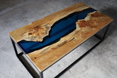 TUZECH Natural Wood Resin Unique Transparent River Look Epoxy Table Coastal Table Top Dining Table Coffee Table Side/End Table Home Décor - resinhomefurniture