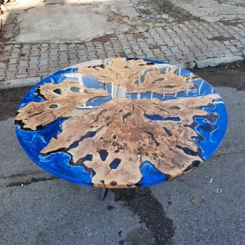 TUZECH Unique Blue River Epoxy Resin Dining Table Coffee Table Living Room Table Console Table Patio Table Bar Counter Table End/Side Table Kitchen Table Home Décor - resinhomefurniture
