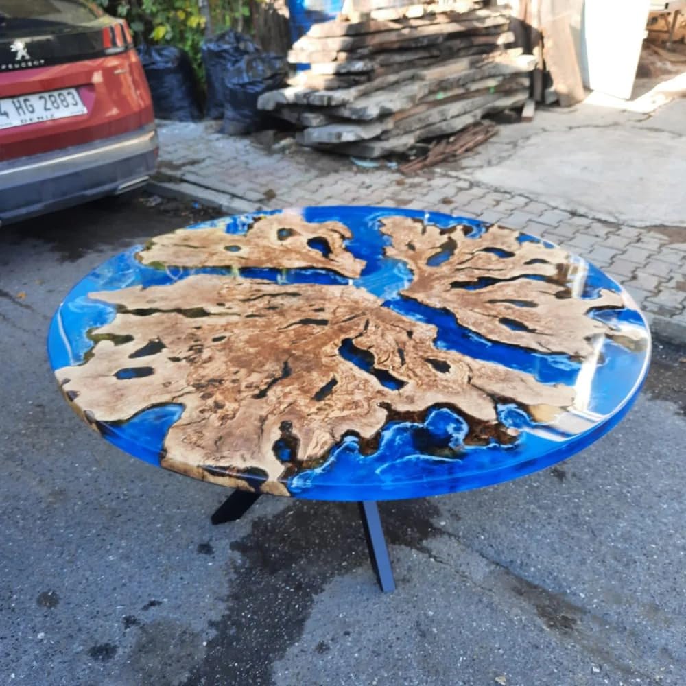 TUZECH Unique Blue River Epoxy Resin Dining Table Coffee Table Living Room Table Console Table Patio Table Bar Counter Table End/Side Table Kitchen Table Home Décor - resinhomefurniture