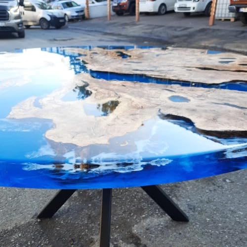 TUZECH Unique Blue River Epoxy Resin Dining Table Coffee Table Living Room Table Console Table Patio Table Bar Counter Table End/Side Table Kitchen Table Home Décor - resinhomefurniture