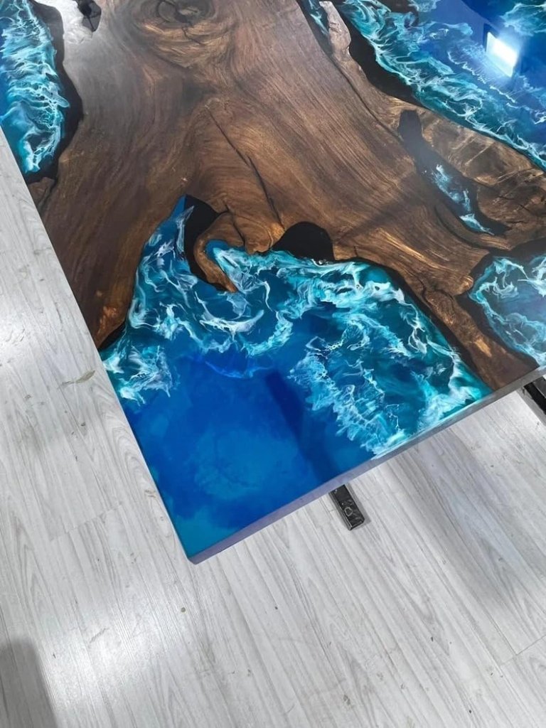 TUZECH Unique Special Pattern Resin River Flow Epoxy Dining Table Living Room Table Coffee Table Kitchen Table Home Office Table Console Table Patio Table Home Décor - resinhomefurniture