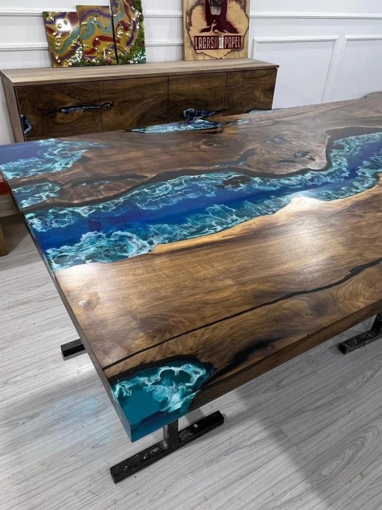 TUZECH Unique Special Pattern Resin River Flow Epoxy Dining Table Living Room Table Coffee Table Kitchen Table Home Office Table Console Table Patio Table Home Décor - resinhomefurniture