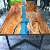 TuzechCustom Made Resin Epoxy Round Table Top, Unique Blue River Look, Coffee Table Design, Resin Table, Luxury Decor Table, Walnut Table, Wooden Resin Table, - resinhomefurniture