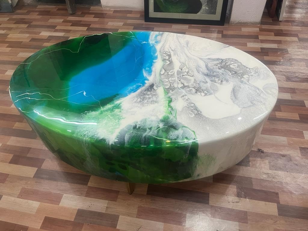Unique Customized Blue Epoxy Earth Look, Coffee Table, Resin Table, Luxury Table, Walnut Table, Wooden Resin Table. Size 48 by 30.5 Inches with Legs 12" Inches - resinhomefurniture