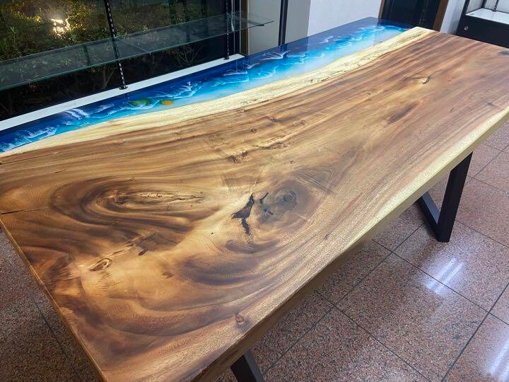 Personalized Large EPOXY Table, Resin Dining Table for 2, 4, 6, 8 River,  Wood Epoxy Coffee Table Top, Living Room Table (28.5 Inches Tall, 72 x 36
