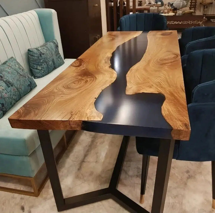 Personalized LARGE EPOXY TABLE, Resin Dining Table For 2 , 4 , 6, 8 River Dining Table Top, Wood Epoxy Coffee Table Top, Living Room Table-Tuzech store