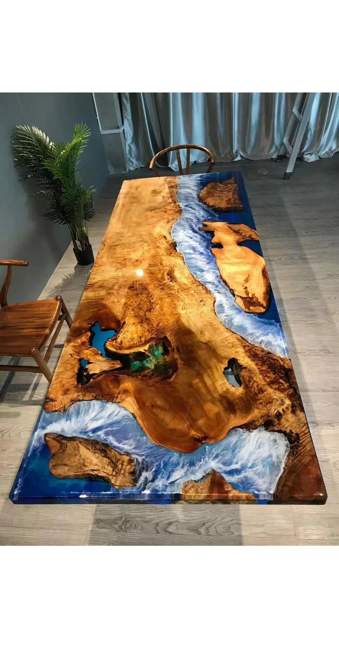 Personalized LARGE EPOXY TABLE, Resin Dining Table For 2 , 4 , 6, 8 River Dining Table Top, Wood Epoxy Coffee Table Top, Living Room Table-Tuzech store