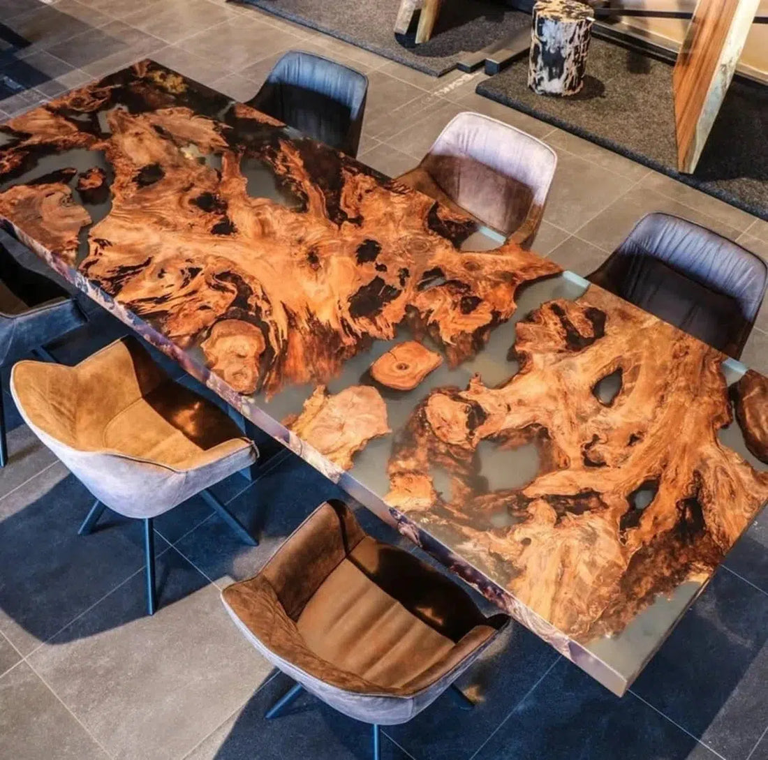 Personalized LARGE EPOXY TABLE, Resin Dining Table For 2 , 4 , 6, 8 River Dining Table Top, Wood Epoxy Coffee Table Top, Living Room Table-Tuzech store