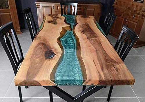 Personalized LARGE EPOXY TABLE, Resin Dining Table For 2 , 4 , 6, 8 River Dining Table Top, Wood Epoxy Coffee Table Top, Living Room Table-Tuzech store