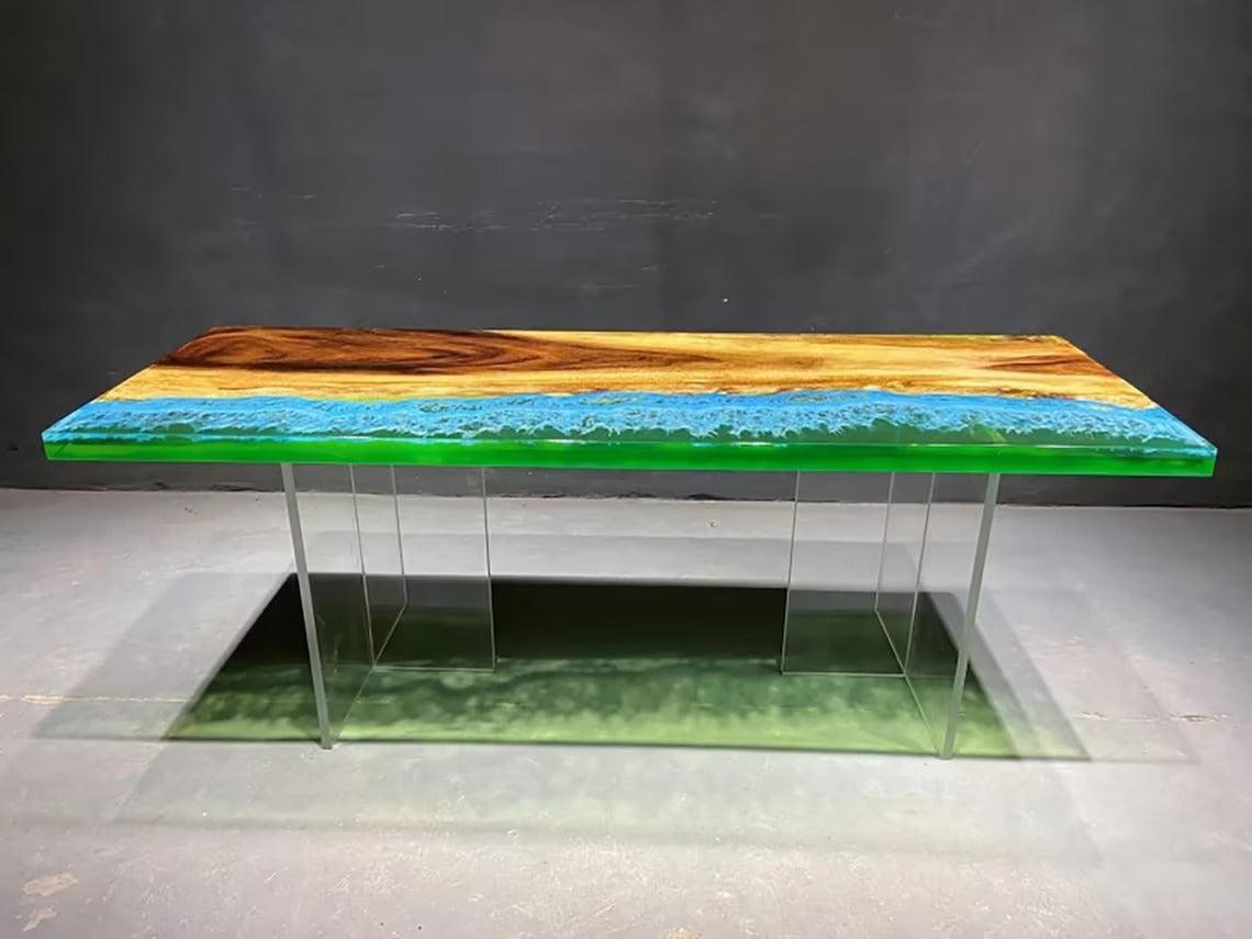 Personalized LARGE EPOXY TABLE, Resin Dining Table For 2 , 4 , 6, 8 River Dining Table Top, Wood Epoxy Coffee Table Top, Living Room Table-Tuzech store