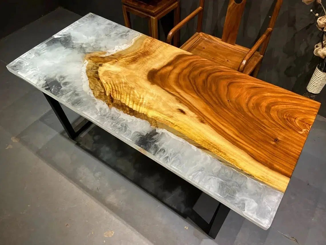 Personalized LARGE EPOXY TABLE, Resin Dining Table For 2 , 4 , 6, 8 River Dining Table Top, Wood Epoxy Coffee Table Top, Living Room Table-Tuzech store