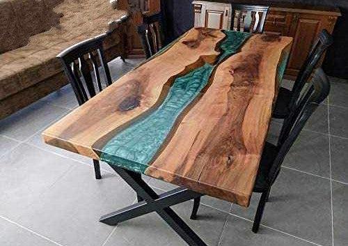 Personalized LARGE EPOXY TABLE, Resin Dining Table For 2 , 4 , 6, 8 River Dining Table Top, Wood Epoxy Coffee Table Top, Living Room Table-Tuzech store