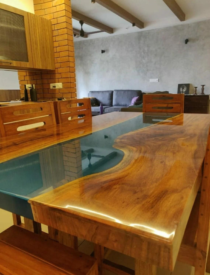 Personalized LARGE EPOXY TABLE, Resin Dining Table For 2 , 4 , 6, 8 River Dining Table Top, Wood Epoxy Coffee Table Top, Living Room Table-Tuzech store