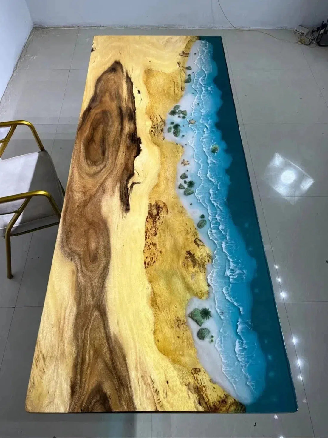 Personalized LARGE EPOXY TABLE, Resin Dining Table For 2 , 4 , 6, 8 River Dining Table Top, Wood Epoxy Coffee Table Top, Living Room Table-Tuzech store