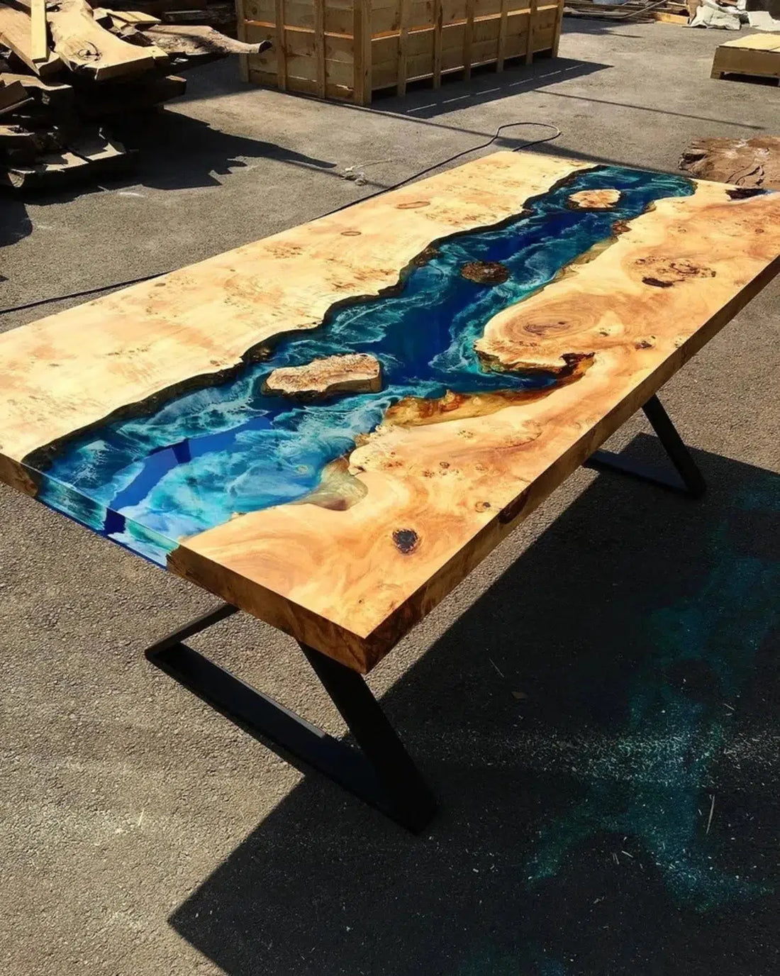 Personalized LARGE EPOXY TABLE, Resin Dining Table For 2 , 4 , 6, 8 River Dining Table Top, Wood Epoxy Coffee Table Top, Living Room Table-Tuzech store