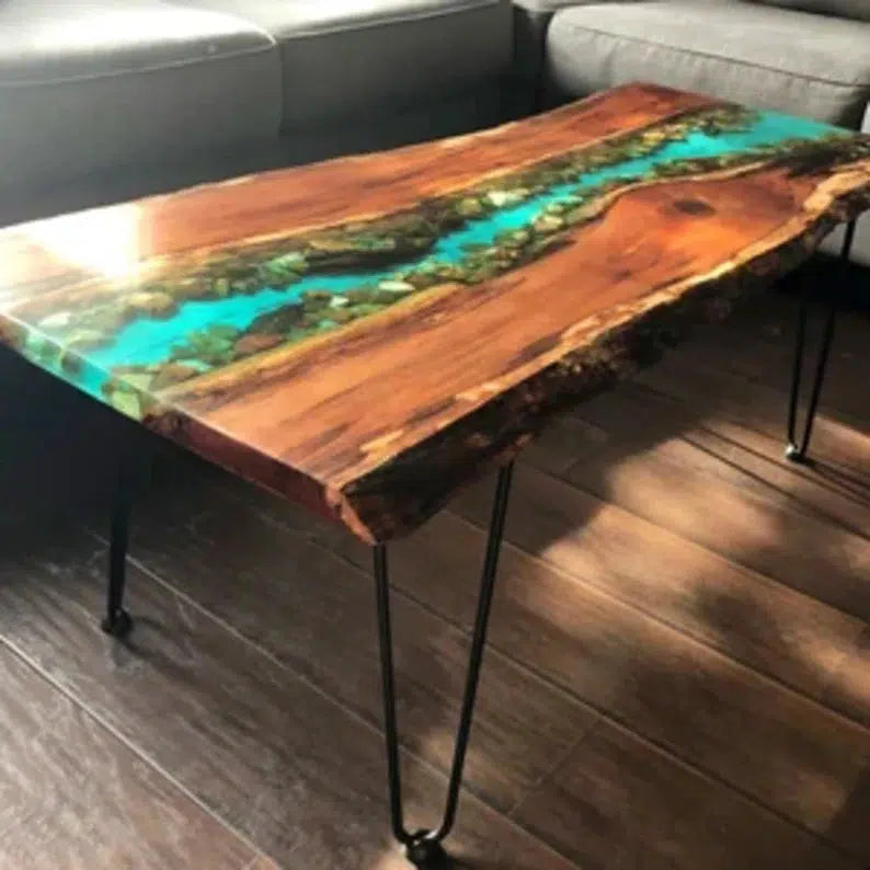 Personalized LARGE EPOXY TABLE, Resin Dining Table For 2 , 4 , 6, 8 River Dining Table Top, Wood Epoxy Coffee Table Top, Living Room Table Top-Tuzech store
