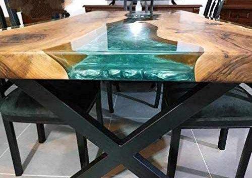 Personalized LARGE EPOXY TABLE, Resin Dining Table For 2 , 4 , 6, 8 River Dining Table Top, Wood Epoxy Coffee Table Top, Living Room Table-Tuzech store